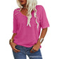Camiseta de Cuello en V de Color Liso para Mujer