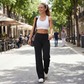 【Pantalones Holgados Cintura Alta】 Pantalones Rectos Versátiles para Mujer - Tejido Elástico Cómodo + Bolsillos Prácticos - Ideal para Trabajo, Paseos y Casa! ✨