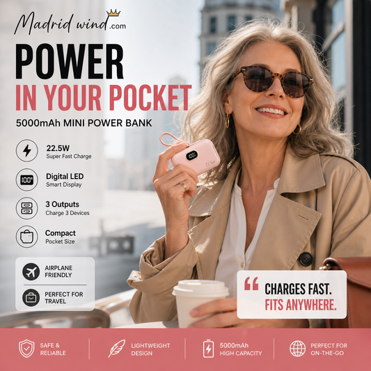 🔋✨ Mini Power Bank 5000mAh – Bolsillo Ultracompacto, Carga de Emergencia Sin Peso Extra 🎒⚡