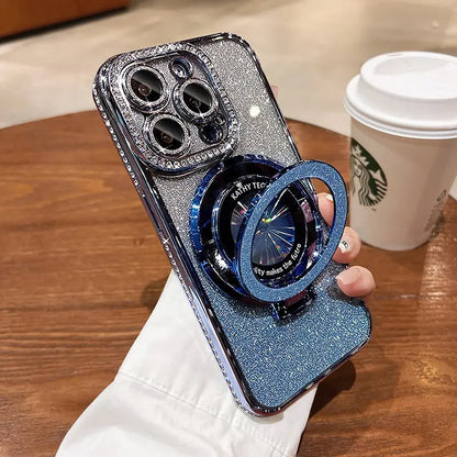 Glittrande Rhinestones Magnetisk iPhone-fodral med Osynlig Ställning🔥