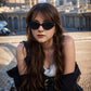 Gafas de sol retro estrechas estilo ojo de gato para mujer