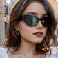 Gafas de sol retro estrechas estilo ojo de gato para mujer