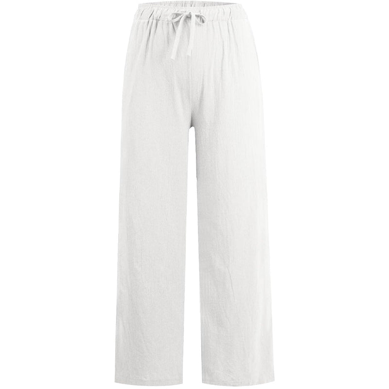 🔥 Plus Size Dambyxor i enfärgad sommarbyxa med vida ben