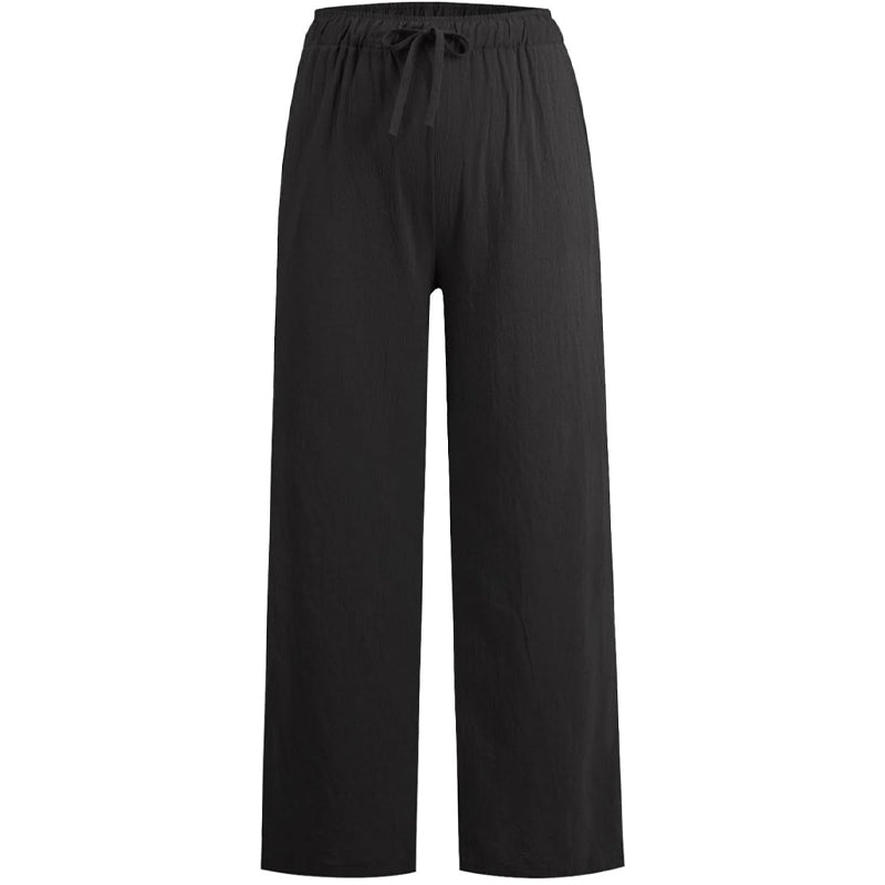🔥 Plus Size Dambyxor i enfärgad sommarbyxa med vida ben
