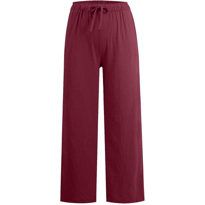 🔥 Plus Size Dambyxor i enfärgad sommarbyxa med vida ben