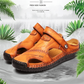 Sandalias de exterior transpirables de piel suave para hombre, talla grande