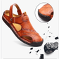 Sandalias de exterior transpirables de piel suave para hombre, talla grande