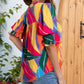 Blusa floral con escote en V y mangas abullonadas para mujer