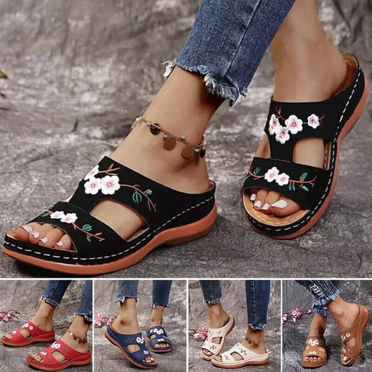 Pantuflas de plataforma cómodas con puntera abierta para mujer
