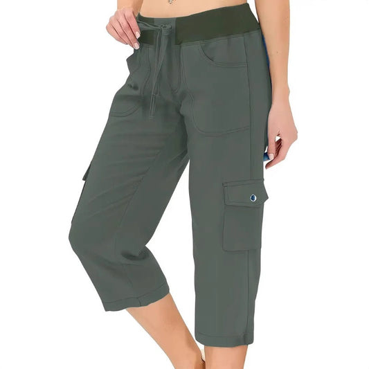 💎 ¡50% DE DESCUENTO! 💎 Pantalones Capri Cargo Multibolsillos – Secado rápido, repelentes al agua y cintura ajustable (Gris/Caqui/Verde/Azul | S–XL) 🌿👖