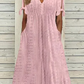 💃Vestido elegante sólido cuello pico calado de mujer