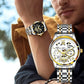 Reloj mecánico automático esqueletizado romano impermeable para hombre