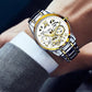 Reloj mecánico automático esqueletizado romano impermeable para hombre