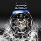 Reloj mecánico automático esqueletizado romano impermeable para hombre