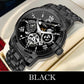 Reloj mecánico automático esqueletizado romano impermeable para hombre