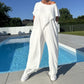 ¡Oferta de Verano! Conjunto de Top de Tirantes Finos y Pantalón en Color Liso