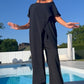 ¡Oferta de Verano! Conjunto de Top de Tirantes Finos y Pantalón en Color Liso