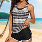 Conjunto de bikini de tres piezas con estampado, cómodo y para mujer