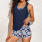 Conjunto de bikini de tres piezas con estampado, cómodo y para mujer