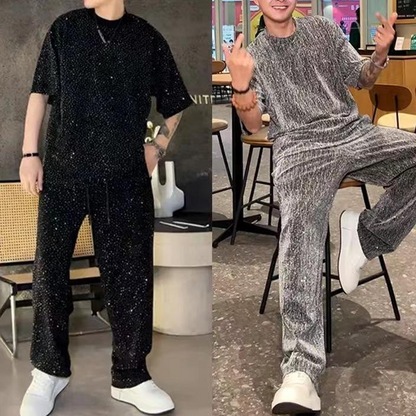 Conjunto de 2 piezas de camiseta de manga corta y pantalón ancho para hombre