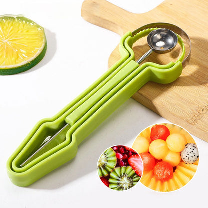 🍉✨ Kit 3 en 1 de Acero Inoxidable para Melón – Boleado Perfecto, Sacabocados y Decoración de Frutas sin Oxidarse 🍈👌