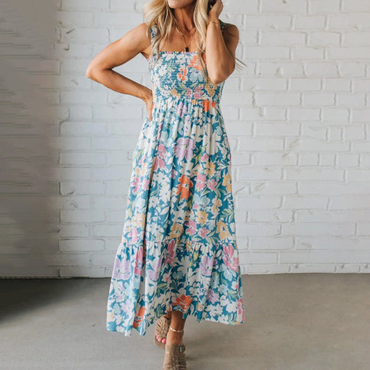 Vestido fluido con tirantes con estampado floral para mujer