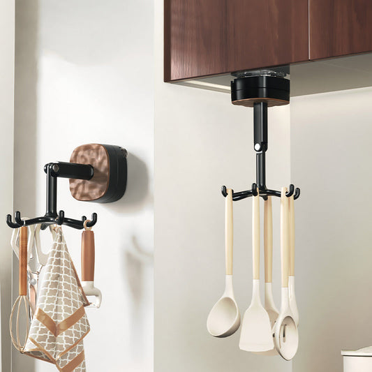 🍳🔄 Ganchos Giratorios 360° para Cocina – Adhesivos, Sin Taladrar y Perfectos para Colgar Cucharas, Espátulas y Tazas al Instante ✨🧲