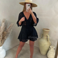🔥ÚLTIMO DÍA 50% DE DESCUENTO - Traje casual corto de encaje con cuello en V dos piezas