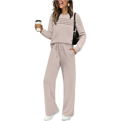 Conjunto de Top Cuello Redondo y Pantalón con Cordón para Mujer
