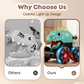 🦖🚗 Coche Dinosaurio Press & Go con Luces – Sin Pilas Complicadas, Presiona y Sale Disparado con Brillos y Rugidos Divertidos ✨🎮