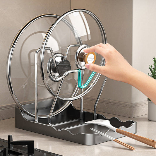 Tapa multifuncional para ollas y soporte para tablas de cortar