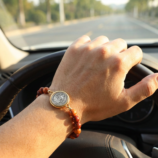✨Compre 1 y llévese 1 gratis🔥Pulsera unisex ajustable con cuentas de madera de San Benito