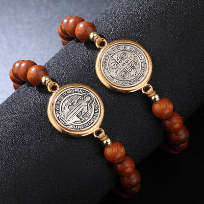 ✨Compre 1 y llévese 1 gratis🔥Pulsera unisex ajustable con cuentas de madera de San Benito