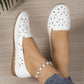 Mocasines Bajos de Mujer con Perforaciones y Motivo Floral