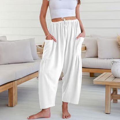 Pantalón de mujer con pernera ancha en color liso