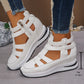 Sandalias de cuña transpirables de moda para mujer con cierre de cremallera lateral