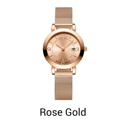 Reloj de mujer con correa de malla, luminoso e impermeable