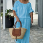 👚 ¡50% DE DESCUENTO AHORA MISMO! 💃Conjunto de 2 piezas para mujer (top con cordón + pantalón) – Corte holgado, cómodo y perfecto para estar en casa o para el día a día 🌸