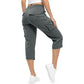 👖 ¡50% DE DESCUENTO POR TIEMPO LIMITADO! ✨ Capris cargo ligeros para mujer: 6 bolsillos, cintura con cordón ajustable, transpirables 🌿