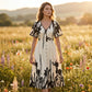🌺👗 Vestido Midi con Escote V y Estampado Botánico – Moderno y Femenino 💖