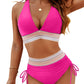👙🎨 Conjunto Bikini Cintura Alta – Control de Abdomen, Bloques de Color y Look Súper Favorecedor 🌊✨