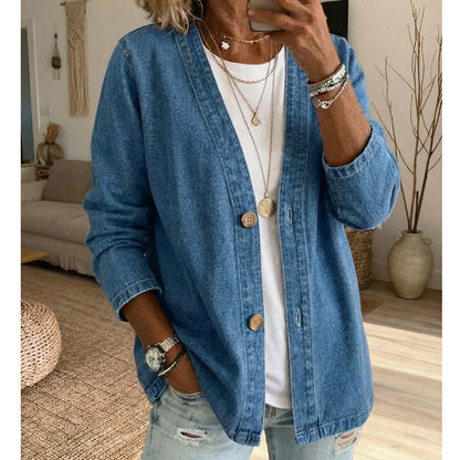 ⏳ Oferta por tiempo limitado ⏰ Chaqueta vaquera clásica con botones para mujer 🧥