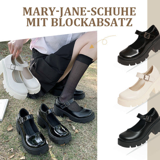 Elegantes zapatos Mary Jane para mujer con tacón grueso