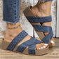 👡 ¡50% DE DESCUENTO AHORA! 🌿Sandalias de cuña para mujer con tiras trenzadas cruzadas – Diseño de doble tira, plataforma elevada y PU resistente ✨