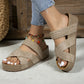 👡 ¡50% DE DESCUENTO AHORA! 🌿Sandalias de cuña para mujer con tiras trenzadas cruzadas – Diseño de doble tira, plataforma elevada y PU resistente ✨