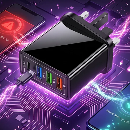 🔌⚡ Adaptador USB 4 en 1 Universal – Múltiples Salidas, Carga Rápida Simultánea para Celulares, Tablets y Audífonos 📱✅