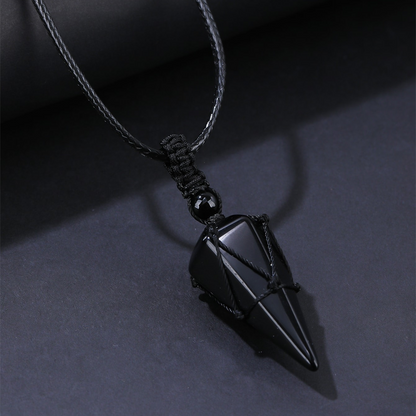 ⏰ ¡Oferta Limitada 50% OFF! 💥Dije Cónico de Obsidiana Sintética, Collar Minimalista Unisex Ajustable