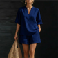 Conjunto corto de dos piezas para mujer con cuello en V casual