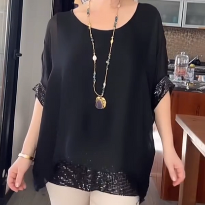 Camiseta informal de escote redondo para mujer