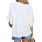 📢📢 ¡50% DE DESCUENTO! ⏰ Camiseta de manga acampanada de cinco puntas con diseño de empalme en color liso para mujer